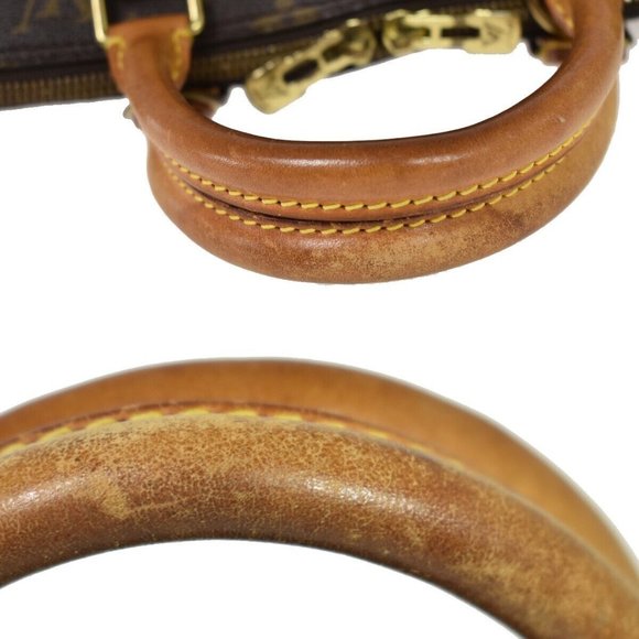 Authentic LOUIS VUITTON LV Logo Alma Hand Bag Monogram Leather Brown France - Picture 9 of 16